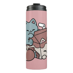 Kawaii Schokoladen Milch Katze – Cozy Getränk & Ni Thermosbecher