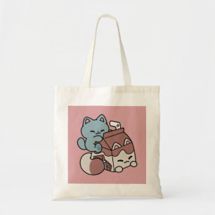 Kawaii Schokoladen Milch Katze – Cozy Getränk & Ni Tragetasche