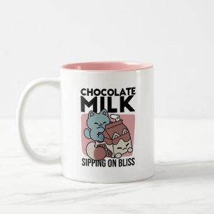 Kawaii Schokoladen Milch Katze – Cozy Getränk & Ni Zweifarbige Tasse