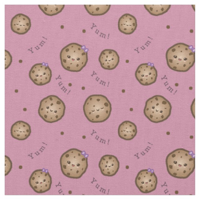 Kawaii Schokoladensplitter-Plätzchen Stoff (Nahaufnahme)