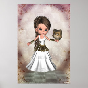 Kawaii schöner Athene griechischer Göttin-Druck Poster