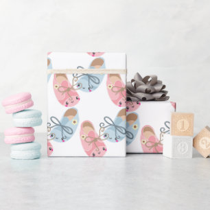 Kawaii Schuhmuster Geschlecht offenbaren Baby Part Geschenkpapier