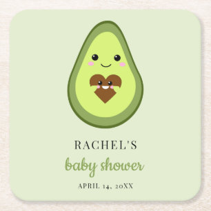 Kawaii Schwangere Avocado Kinderdusche Fiesta Nied Rechteckiger Pappuntersetzer