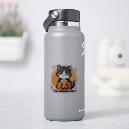 Kawaii Schwarz & Weiß Katze lächeln - Trick oder T Aufkleber