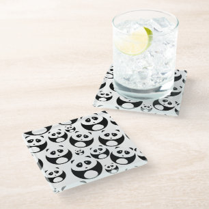 Kawaii Schwarz-Weiß-Panda-Muster Glasuntersetzer