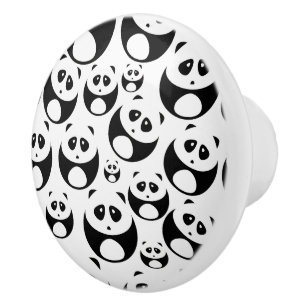 Kawaii Schwarz-Weiß-Panda-Muster Keramikknauf