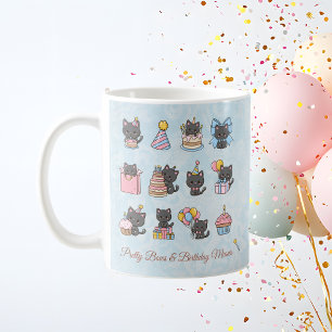 Kawaii Schwarze Katze Geburtstags-Tasse Geburtst Kaffeetasse