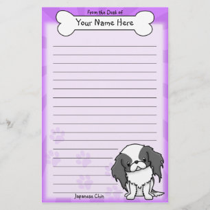 Kawaii schwarzes u. weißes Japanerchin-Briefpapie Briefpapier