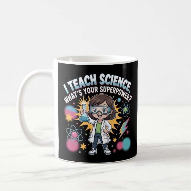 Kawaii Science Teacher – Cute Chibi Superpower Kaffeetasse (Links)