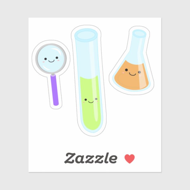 Kawaii Science Test Tube Beaker Magnifying Glass Aufkleber (Blatt)