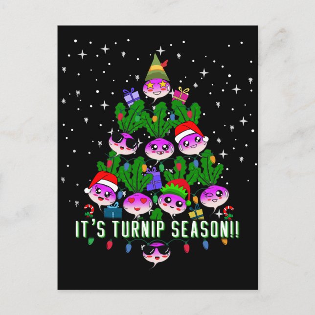 Kawaii sein Turnip Jahreszeit Weihnachtsbaum Funny Postkarte (Vorderseite)
