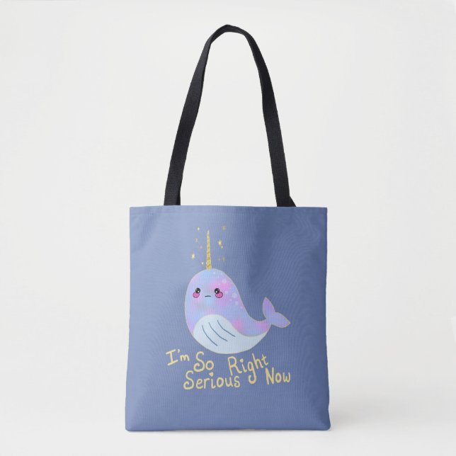 Kawaii Serious Narwhal Tasche (Vorderseite)
