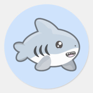 Kawaii Shark Runder Aufkleber