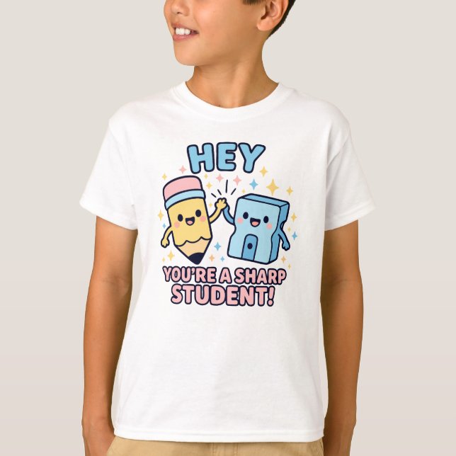 Kawaii „Sharp Student“ Bleistift & Spitzer T-Shirt (Vorderseite)