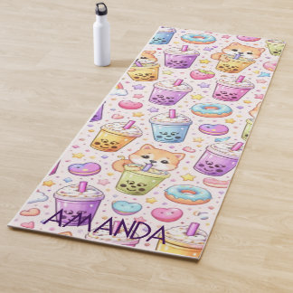 Kawaii Shiba Inu Boba Bubble Tea Pattern Yogamatte