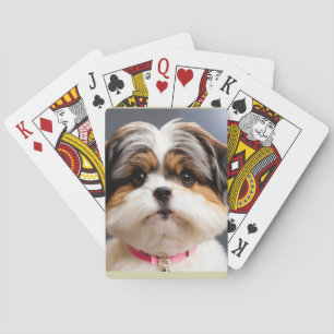 Kawaii-Shih-Tzu-Gesicht mit Toupet – Süße Hundekun Spielkarten