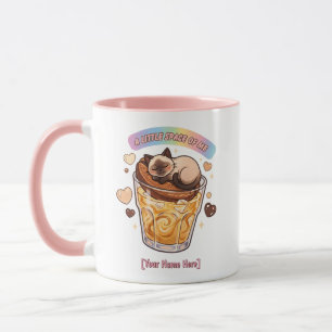 Kawaii Siamkatze schlafend auf Kaffee-Ästhetik Tasse