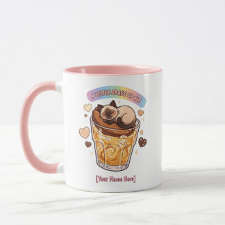 Kawaii Siamkatze schlafend auf Kaffee-Ästhetik Tasse