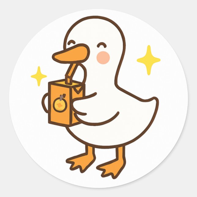 Kawaii Silly Goose Holding Juice Box Sticker (Devant)
