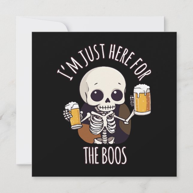 Kawaii Skeleton Halloween Oktoberfest Einladung (Vorderseite)