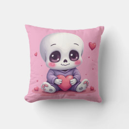 Kawaii Skeleton Holding Heart Kissen