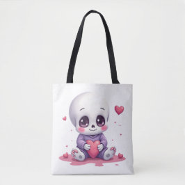 Kawaii Skeleton Holding Heart Tasche