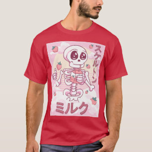Kawaii Skeleton Strawberry Milk Japanisch Kawaii P T-Shirt