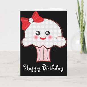 Kawaii Skull Cupcake Birthday Karte