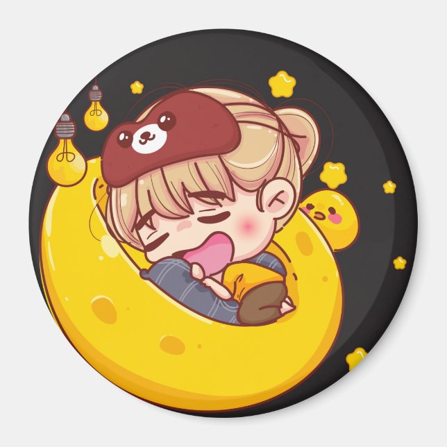 Kawaii Sleeping Girl Magnet (Vorne)