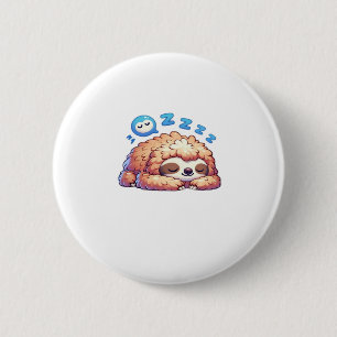 Kawaii Sleepy Sloth Napping Zzz Funny Lazy Animal Button