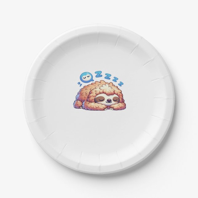 Kawaii Sleepy Sloth Napping Zzz Funny Lazy Animal Pappteller (Vorderseite)