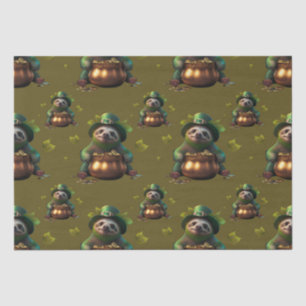 Kawaii-Sloth. Funny Irish Leprechaun. Saint Patric Seidenpapier