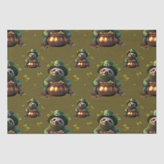 Kawaii-Sloth. Funny Irish Leprechaun. Saint Patric Seidenpapier (Vorderseite)