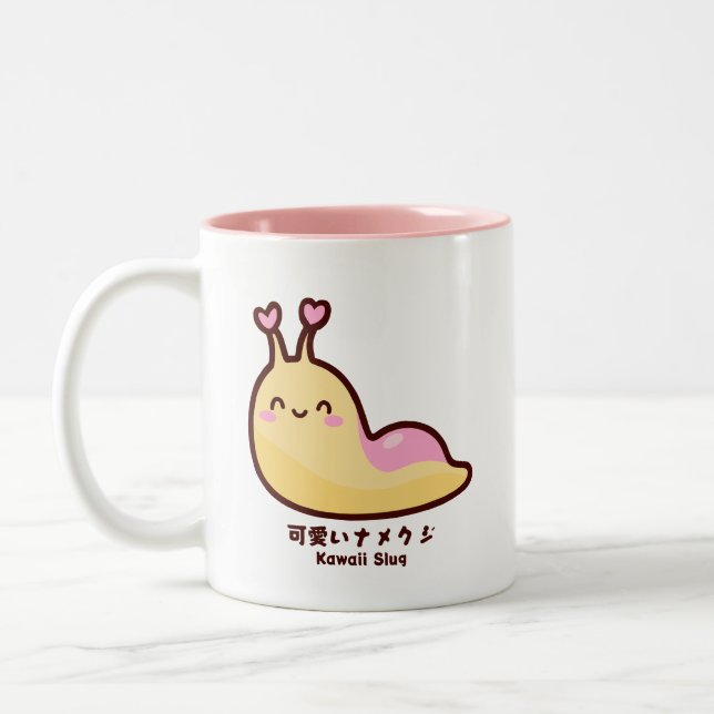 Kawaii Slui 可 愛 い ナfür Personalisierten Text. Zweifarbige Tasse (Links)