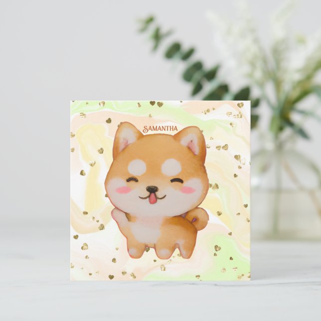 Kawaii Smiling Cartoon-Style Shiba Inu (Stehend Vorderseite)