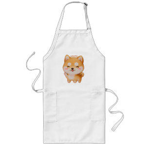 Kawaii Smiling Cartoon-Style Shiba Inu Lange Schürze