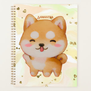 Kawaii Smiling Cartoon-Style Shiba Inu Planer