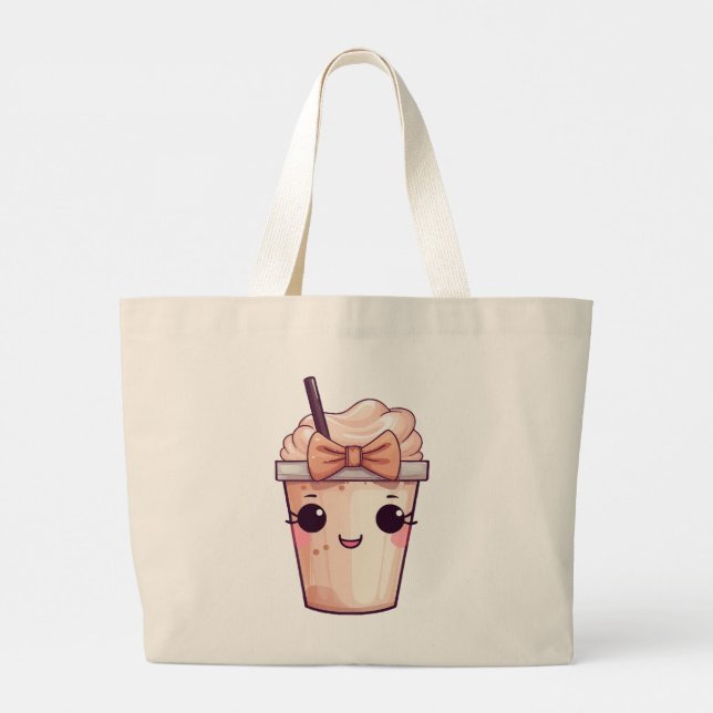 Kawaii Smiling Frappe Jumbo Stoffbeutel (Rückseite)