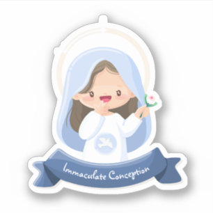 Kawaii Smiling Jungfrau Mary Sticker