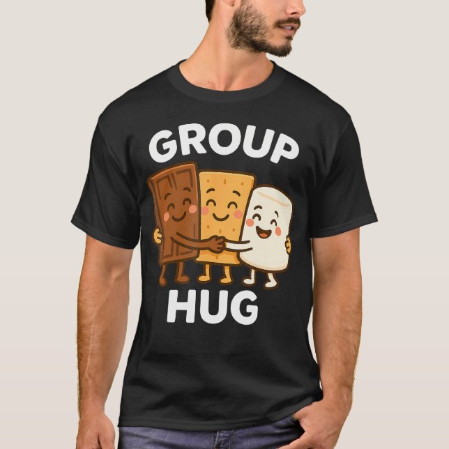 Kawaii S'Mores Campfire Group Hug Camping T-Shirt (Vorderseite)