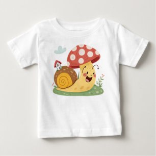 Kawaii Snail mit Mushroom House Baby T-shirt