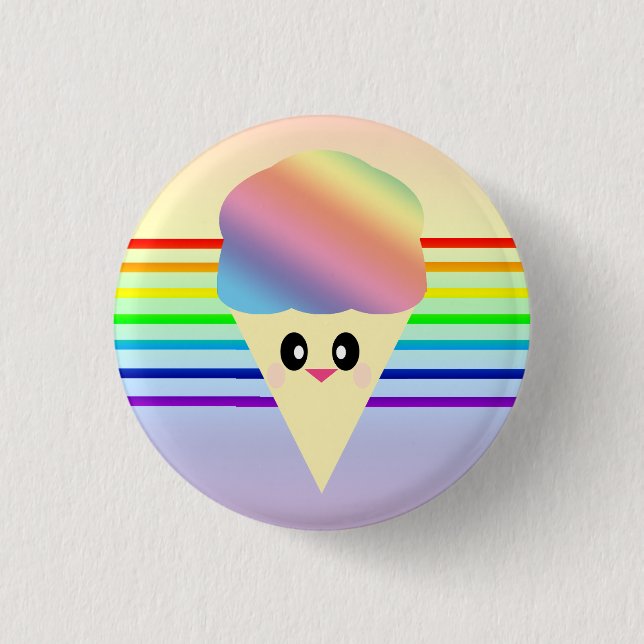 KAWAII SNO CONE RAINBOW STRIPES FAB BUTTON-TASTE BUTTON (Vorderseite)