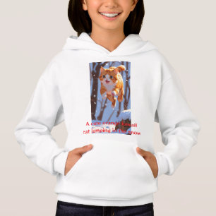 Kawaii Snow Cat Jump Hoodie - Adorable Orange Anim