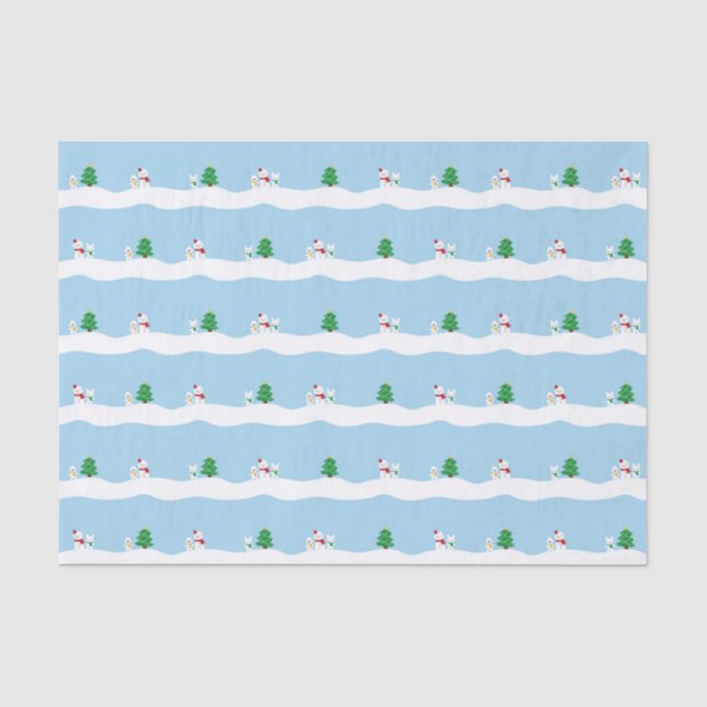 Kawaii Snow Day with Bunny & Bear Christmas Seidenpapier (Vorderseite)
