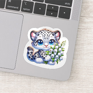 Kawaii Snow Leopard Big Cat Anime Stickers