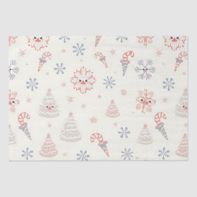 Kawaii-Snowflakes-Muster Seidenpapier (Vorderseite)