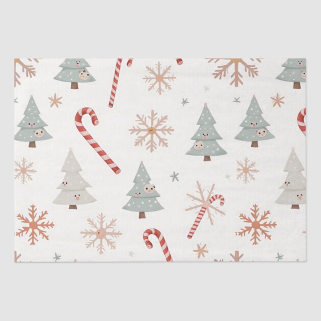 Kawaii-Snowflakes-Muster Seidenpapier (Vorderseite)