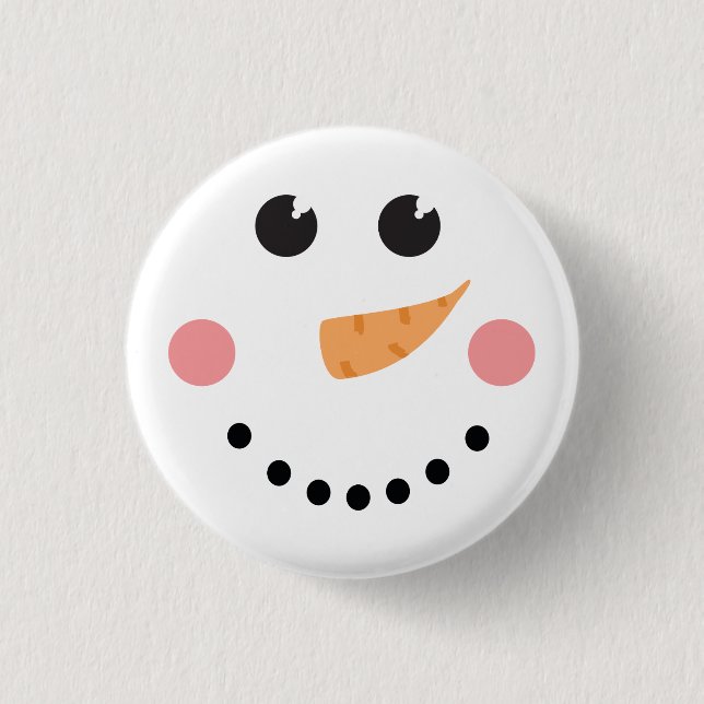 Kawaii Snowman Face mit Karottennase Button (Vorderseite)