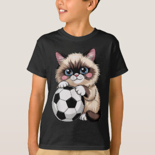 Kawaii Soccer Birman Einfach Mädchen Das Katzen Li T-Shirt