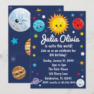 Kawaii Solar System außerhalb dieser Welt Geburtst Einladung